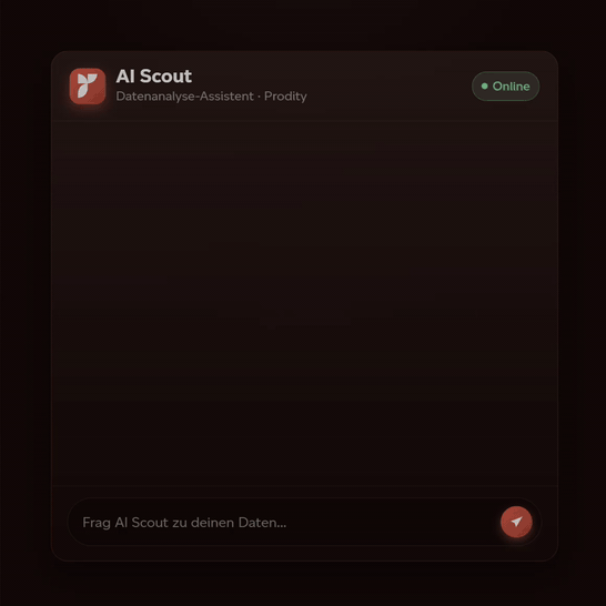 AI Scout, die künstliche Intelligenz der EHSQ-Software Prodity, beantwortet eine Anfrage in natürlicher Sprache mit einer Tabelle von Unfällen mit Ausfalltagen