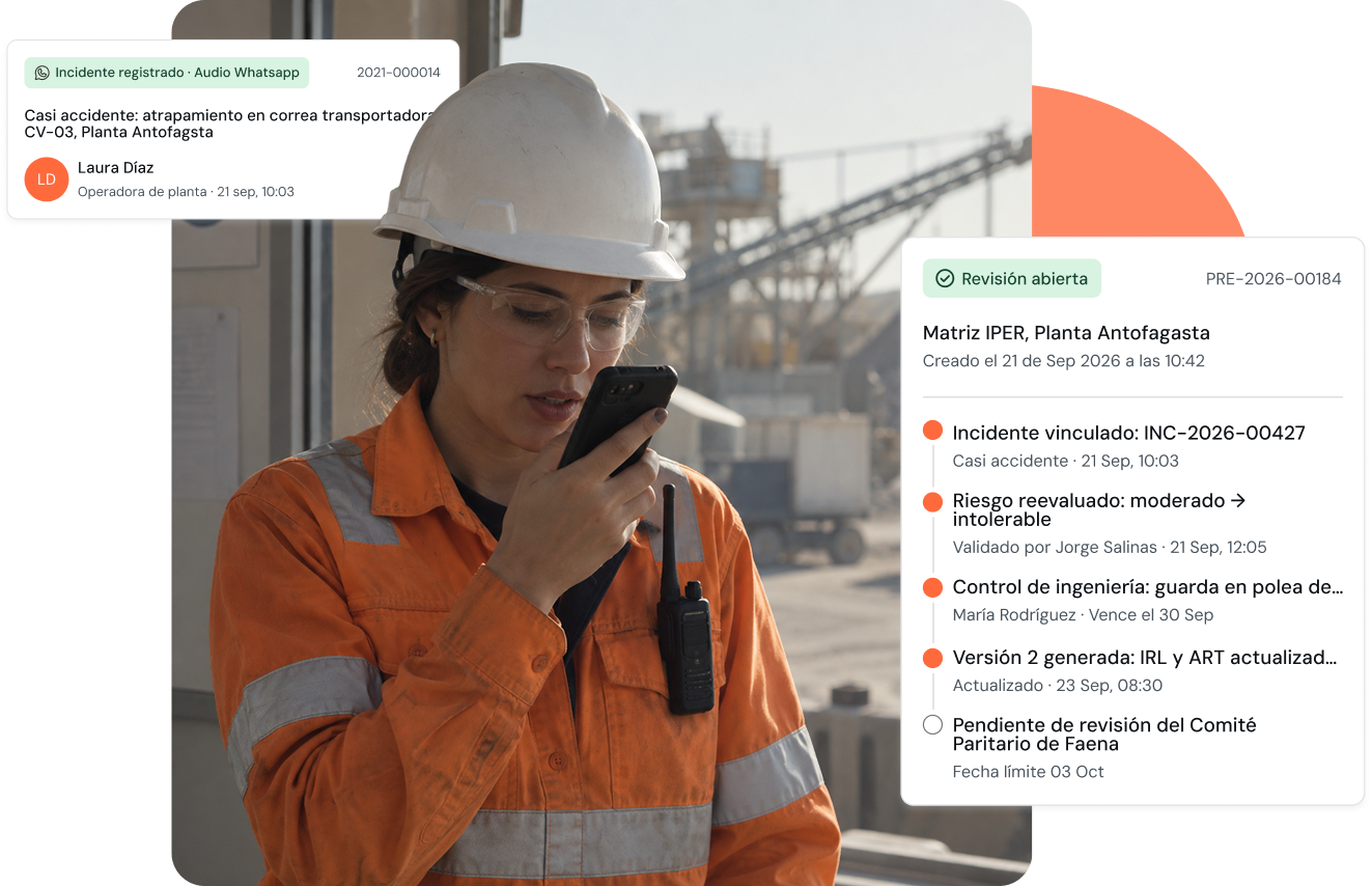 Interfaz del software de prevención de riesgos y gestión HSEQ en Chile de Prodity
